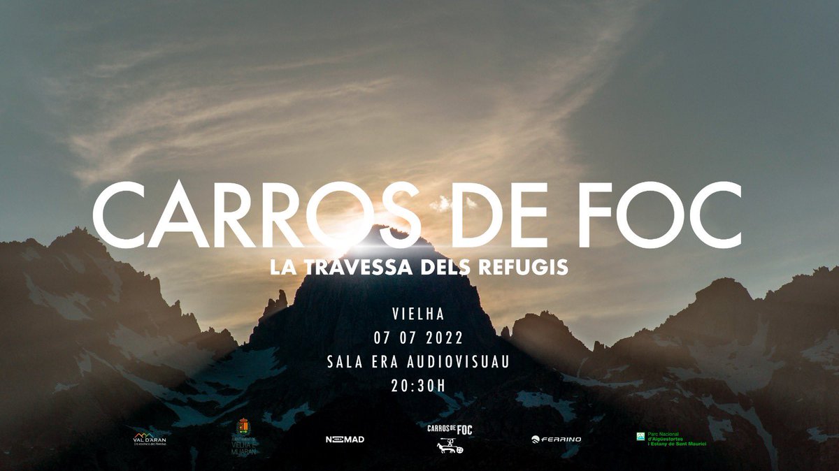 Este fin de semana @Val_dAran será una fiesta con @aranbyutmb y en el marco de actividades paralelas se estrena CARROS DE FOC, LA TRAVESSA DELS REFUGIS 📍 07/07/2022 - Entrada gratuita 🎥 Sala Era Audiovisual @albertjorquera #carrosdefoc @bielrafols @editorialpina @DepaRunner