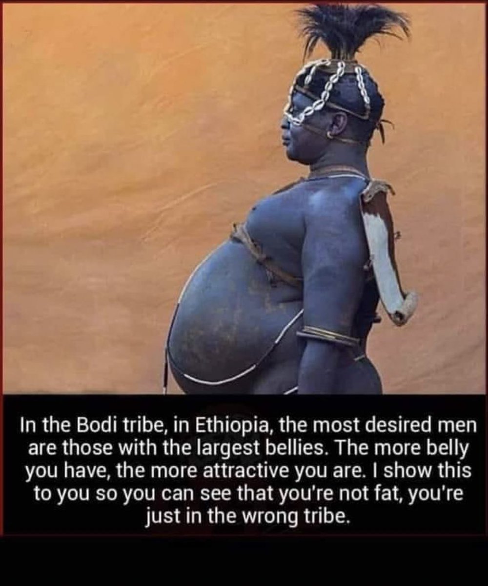 Kapyoseiin's tweet photo. Bodi tribe fattening camp. 

In the Bodi Tribe (Ethiopia), the men with the biggest belly are most desired. The greater the abdominal volume, the more attractive they will be. But the preparation for the contest where the fattest is chosen is rather gruesome. https://t.co/0WErmTWl04