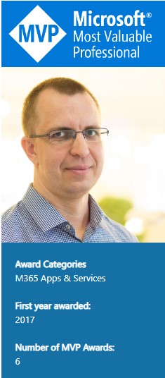 Děkuji Microsoft za ocenění #MVP letos pošesté.