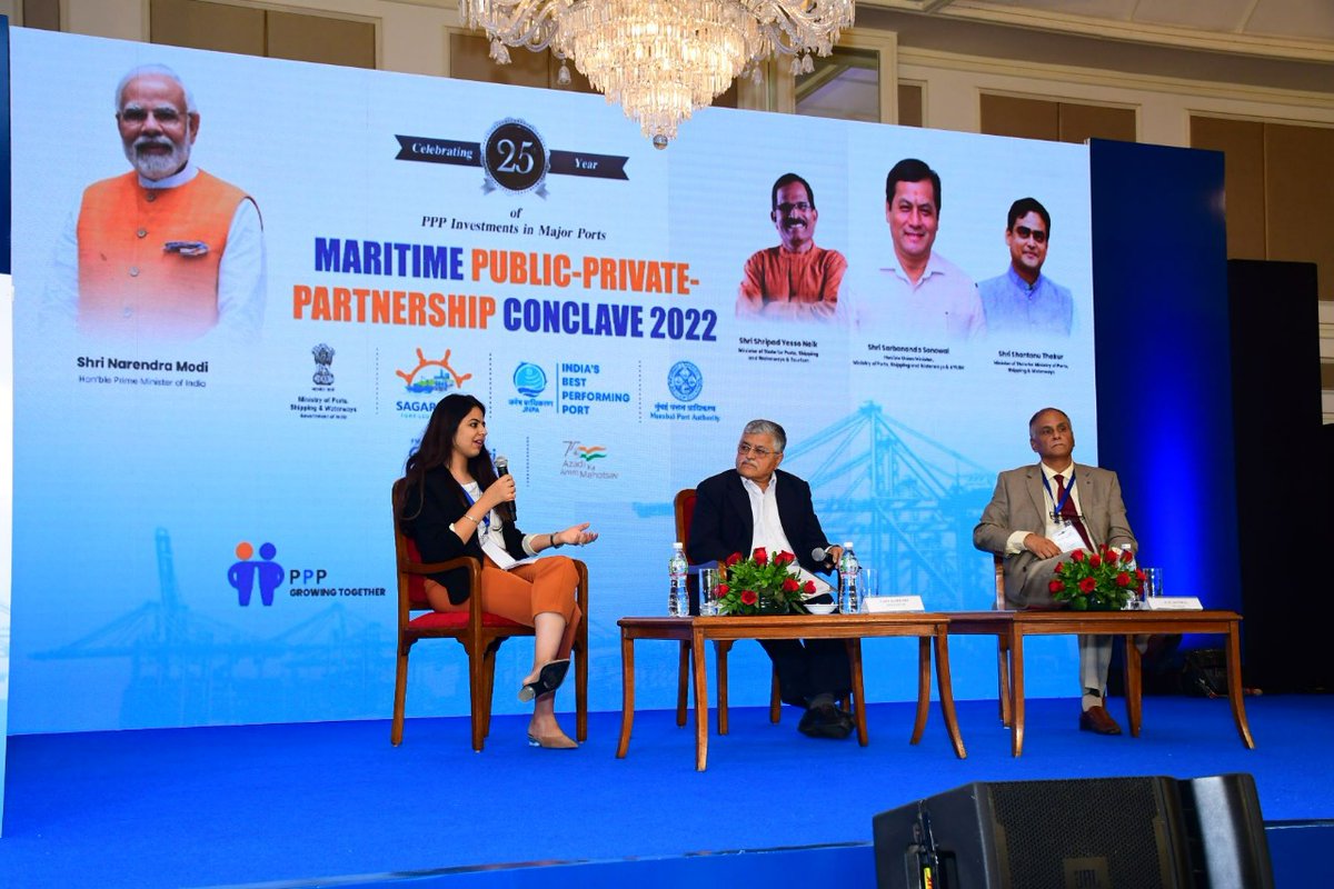 JNPort's tweet image. Capt. Karkare, Advisor - Marine, @MumbaiPortTrust moderated a panel on the 'Opportunities for Ro-Ro/Ro-Pax in Maharashtra' was held during the 'Maritime Public-Private Partnership Conclave, 2022'.
