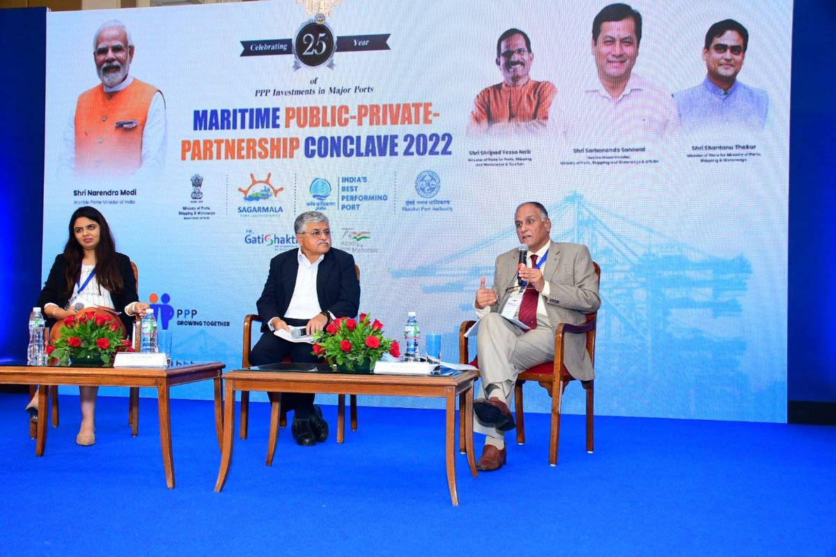 JNPort's tweet image. Capt. Karkare, Advisor - Marine, @MumbaiPortTrust moderated a panel on the 'Opportunities for Ro-Ro/Ro-Pax in Maharashtra' was held during the 'Maritime Public-Private Partnership Conclave, 2022'.