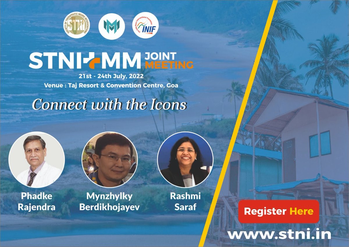 Introducing the Faculty for STNI + MM Joint Meeting, 2022.

Last 4 Days to Register!
Visit stni.in
#STNI #STNIMM2022 #neurology #neuroradiology #interventionalneuroradiology #neurosurgery #radiology #neurointerventionalradiology