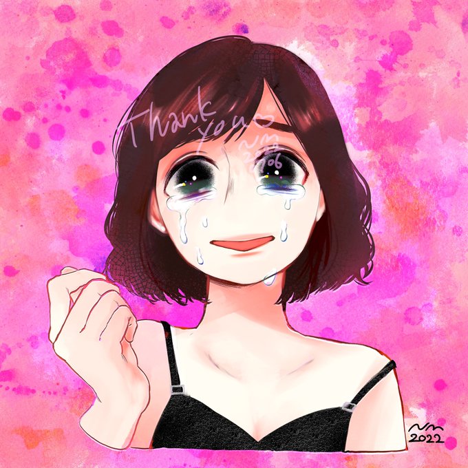 skebプレ募集にてご依頼ありがとうございます(念のため、名前記載ver.も納品させて頂きました)にくまん子さんのコミッション「▼顔・パーツ▼表情泣き顔▼髪型顎ラインパーマボブ茶髪斜め前髪▼服装黒キャミソール… #Skeb #Commission より 