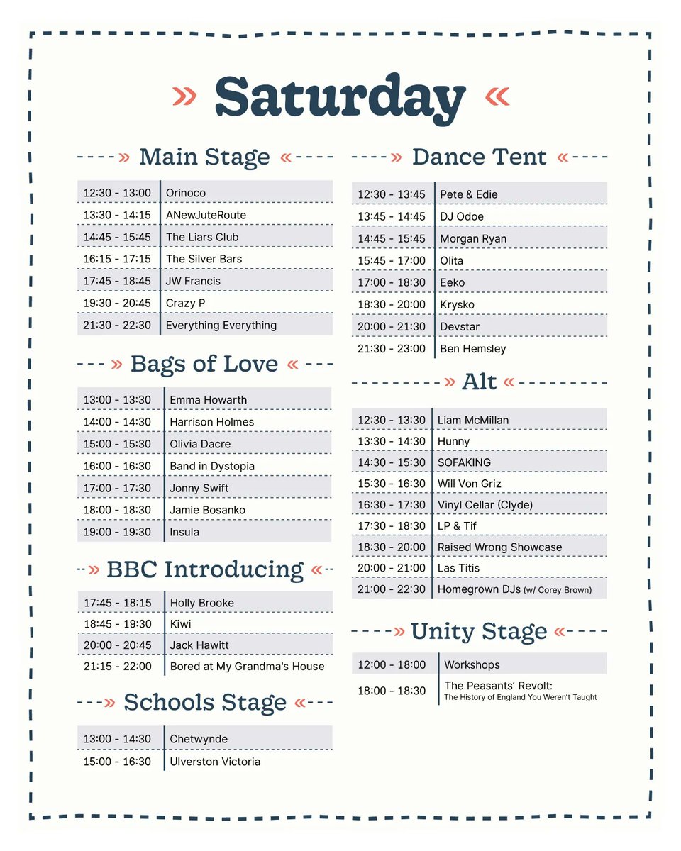 Set times for <a href="/coastroadsfest/">Coast Roads Festival</a> 👈  
  
I'll be playing the dance tent on Sunday before <a href="/yousefcircus/">Yousef</a> and <a href="/DariusSyrossian/">Darius Syrossian</a> 🙌
  
Heavy line up all weekend, buzzing for <a href="/benhemsley/">Ben Hemsley</a> and <a href="/devstar_/">Devstar</a> sets on Saturday too! 👑  
   
Still time to get tickets - see <a href="/coastroadsfest/">Coast Roads Festival</a> bio🎫