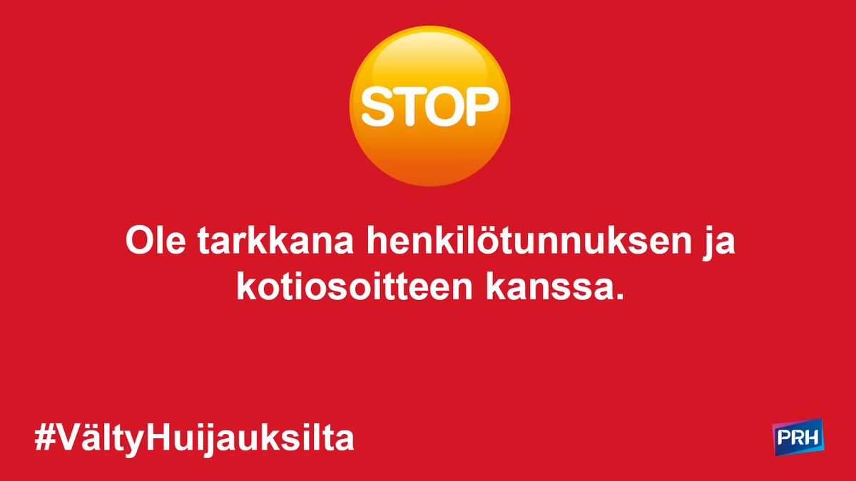 prh_fi's tweet photo. Ole kaupparekisterissä tarkkana #tietoturva:n kanssa:

⚠️Älä liitä ilmoitukseesi asiakirjoja, joissa on yksityisiä tietoja.
⚠️Kun asioit paperitse, ilmoita henkilöiden yksilöintitiedot erillisellä henkilötietolomakkeella.

➡️Lue lisää: https://t.co/i5n4EbFhi2

#VältyHuijauksilta https://t.co/MTeSr50PBX