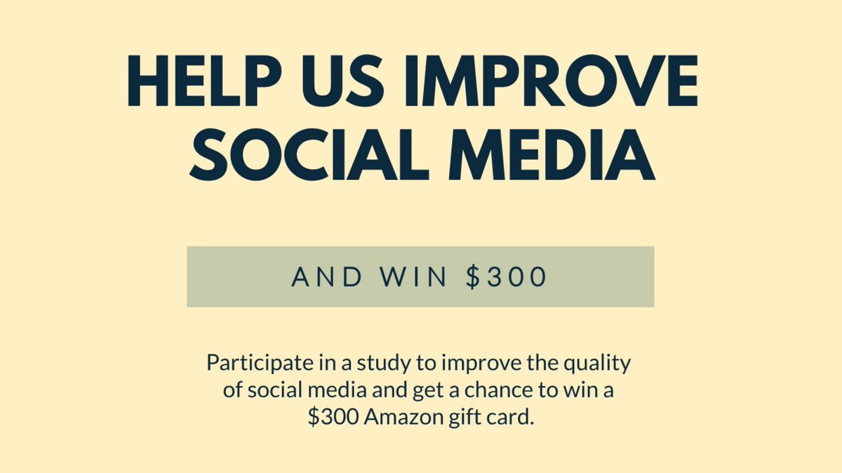 SocialResearchr's tweet photo. Participate in a university study in a few clicks and get a chance to win a $300 gift card: https://t.co/AJcMDQCpF8 https://t.co/PocTNvgYu7