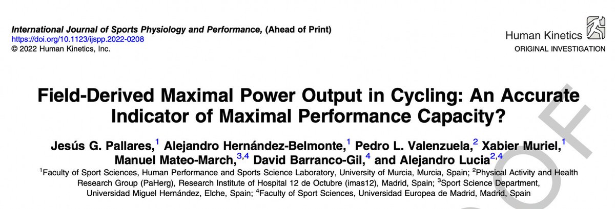 pl_valenzuela's tweet photo. Soon in @IJSPPjournal! MMP values obtained from both training and competitions are accurate surrogates of cyclists' maximal performance for efforts of 5-20min, as well as for estimating CP. However, MMPs are not valid surrogates if derived solely from training sessions. https://t.co/FsMXjKMez8