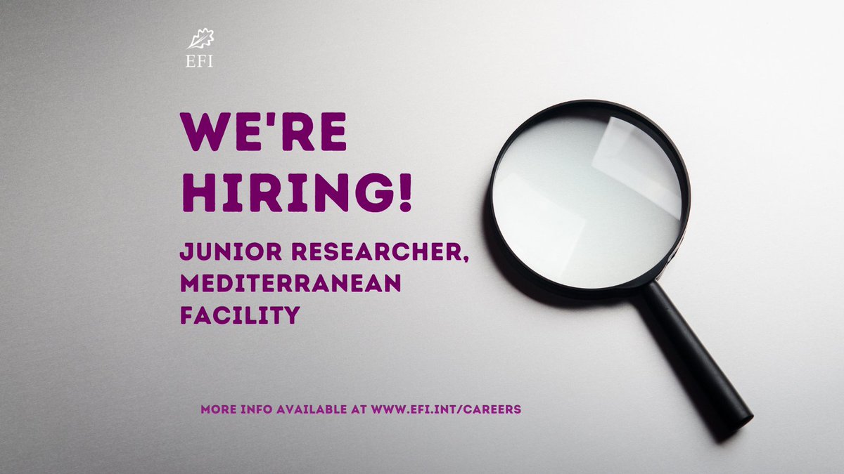 We are looking for a Junior Researcher for our <a href="/efimedfacility/">EFI Mediterranean Facility</a> in Barcelona, Spain. 
👉More details: efi.int/sites/default/… 
Closing date 5th September 2022