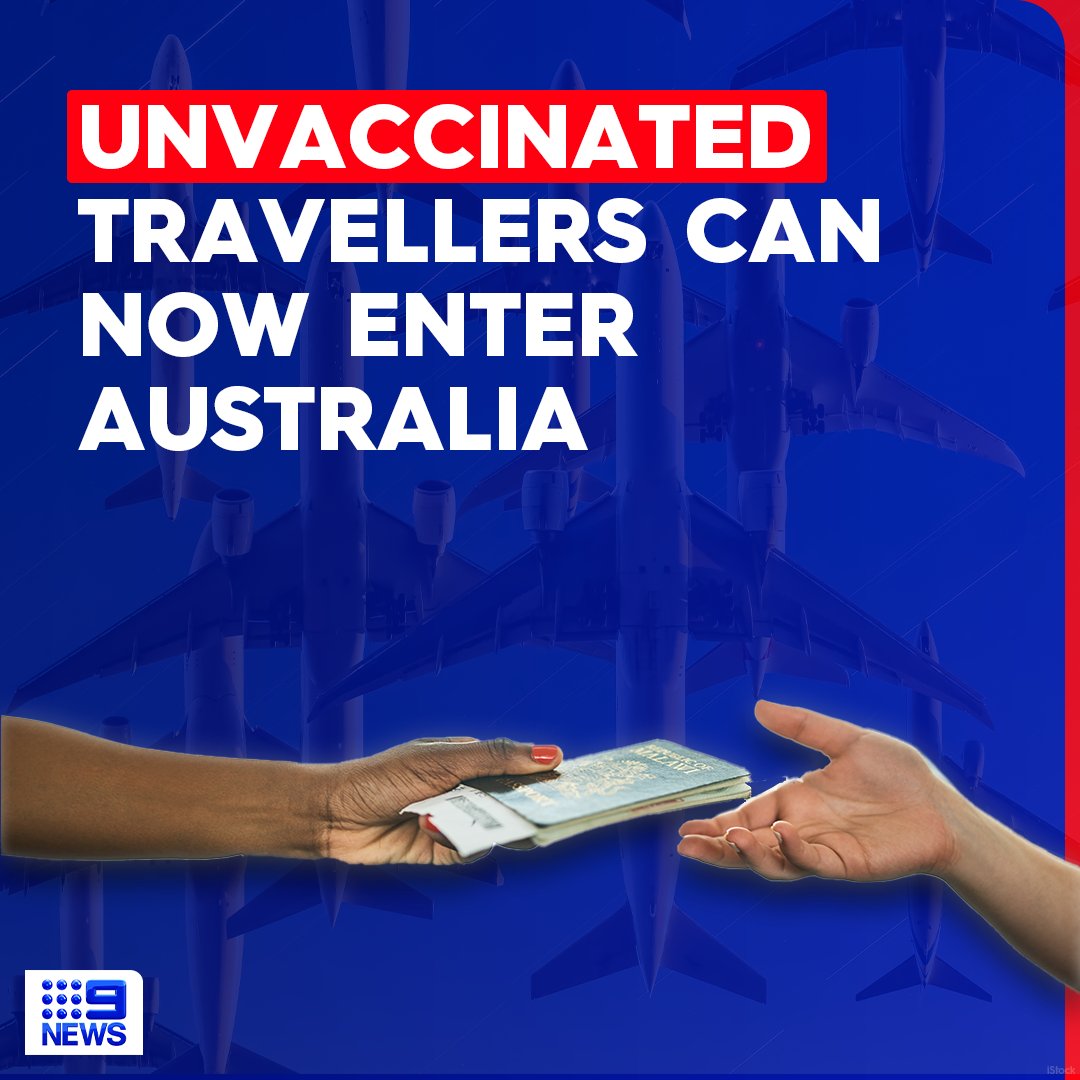 9NewsSyd's tweet photo. Australia's international COVID-19 border restrictions have now been fully lifted, with travellers no longer being required to prove their vaccination status upon arrival.

DETAILS: https://t.co/MSg29J1eXa #9News https://t.co/xeXg9UNV9W