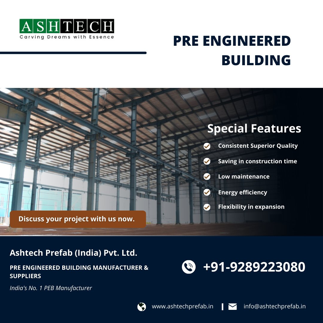 ashtech_group's tweet photo. @AshtechPrefab Pre Engineered Building Manufacturer | Ashtech Prefab India Pvt. Ltd. 
Get in touch with our experts now:
📱: +91-9289223080
📧: info@ashtechprefab.in
🌐: https://t.co/XjImwm8DUP
🏠: Jindal Nagar, NH-24, Hapur Pilkhuwa Rd
Uttar Pradesh-201015

#ashtechprefab https://t.co/BEAcTY69cU