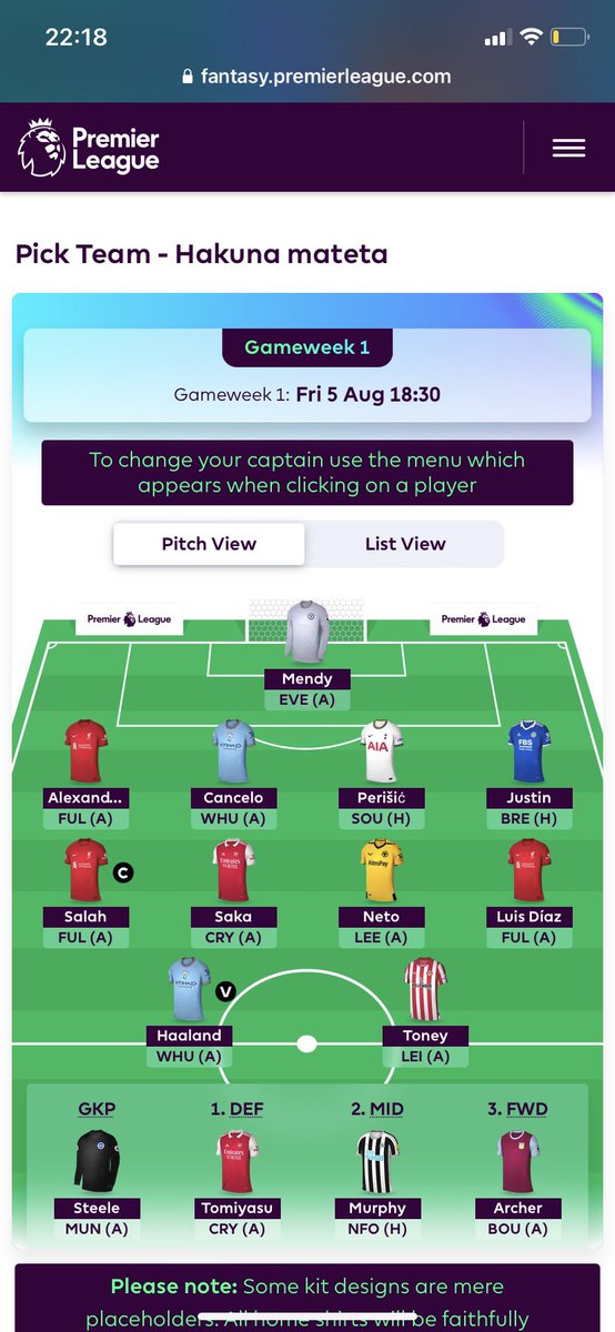 NickWat85389876's tweet photo. First draft
 #fpl #fpllaunch #FPLCommunity https://t.co/Lw26ZNj46q