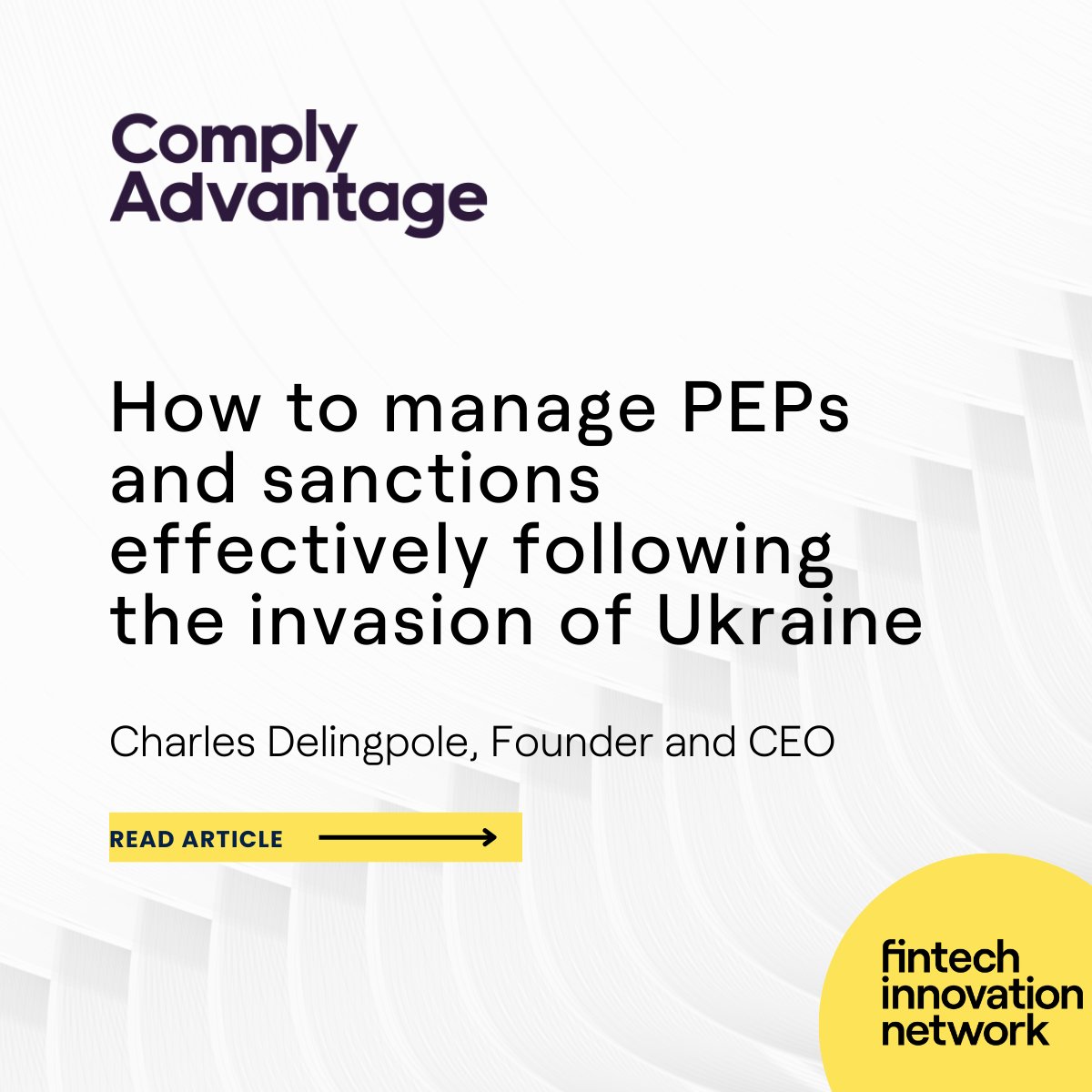 The Russian invasion of Ukraine has raised many questions for organisations regarding their exposure to  #sanctions and #PoliticallyExposedPersons (PEPs). In his latest blog, Charles Delingpole, CEO <a href="/ComplyAdvantage/">ComplyAdvantage</a> shares best practices for firms here 👉 ow.ly/Nacv50JOKY1