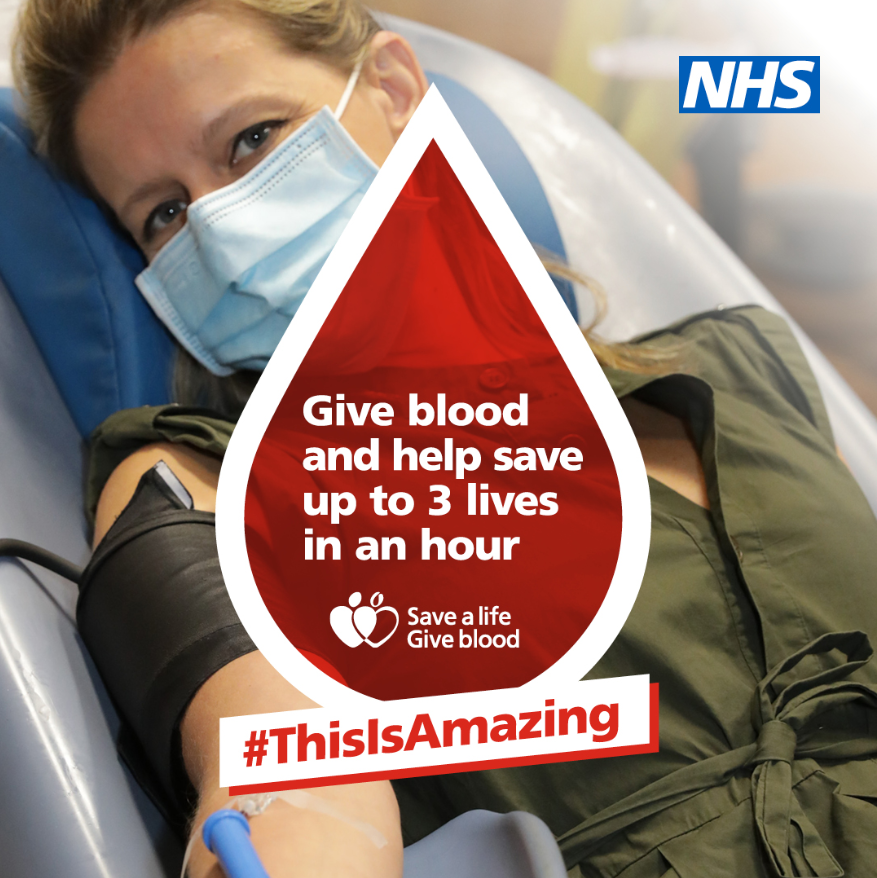 NHSEngland's tweet photo. In just one hour, you could save three lives. 🦸

Visit https://t.co/yP8Qu0rS1q to sign up to #GiveBlood today. https://t.co/Q4N7SU1lk8