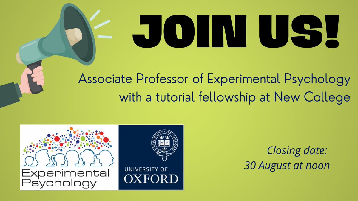 Oxford ExpPsychology (@oxexppsy) on Twitter photo Associate Professor job opportunity...please RT.
Those with expertise in affective science, emotion #mentalhealth, individual differences, psychological illness, and clinical psychology are encouraged to apply. <a href="/OxPsychiatry/">Oxford Psychiatry</a> <a href="/EcrXchange/">Oxford ExpPsychology ECRs</a> <a href="/NewCollegeOx/">New College, Oxford</a>
➡️➡️ bit.ly/3nBSJI2 Associate Professor job opportunity...please RT.
Those with expertise in affective science, emotion #mentalhealth, individual differences, psychological illness, and clinical psychology are encouraged to apply. <a href="/OxPsychiatry/">Oxford Psychiatry</a> <a href="/EcrXchange/">Oxford ExpPsychology ECRs</a> <a href="/NewCollegeOx/">New College, Oxford</a>
➡️➡️ bit.ly/3nBSJI2