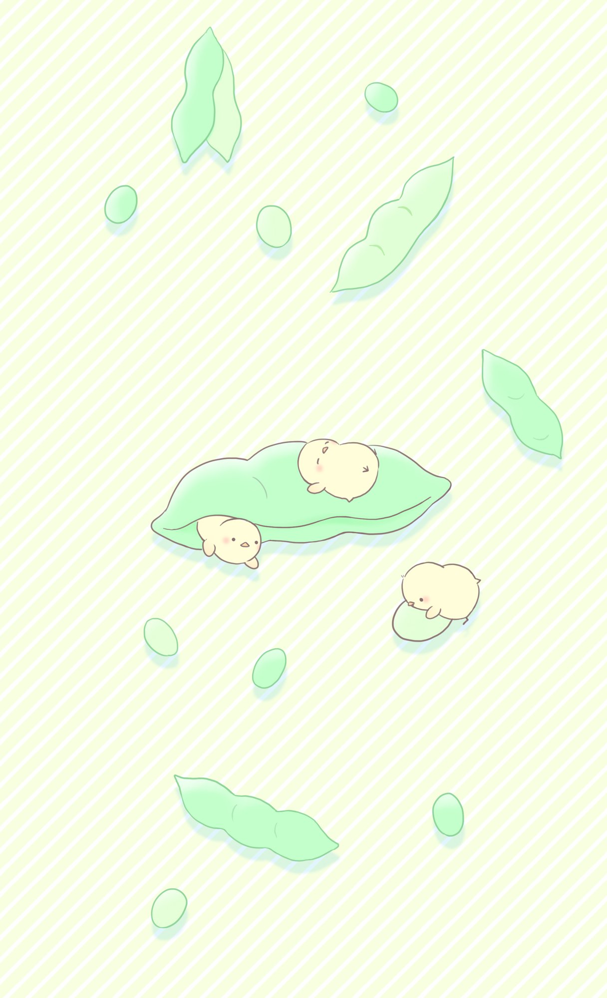 おがわゆきこ イラストレーター えだまめ寝袋ふっかふか 無料スマホ壁紙です 今更ながら英語タイトル合ってるのかな 一応ありなしどちらも作りました よろしければ使ってください 無料配布 スマホ壁紙 無料壁紙 ひよこ イラスト