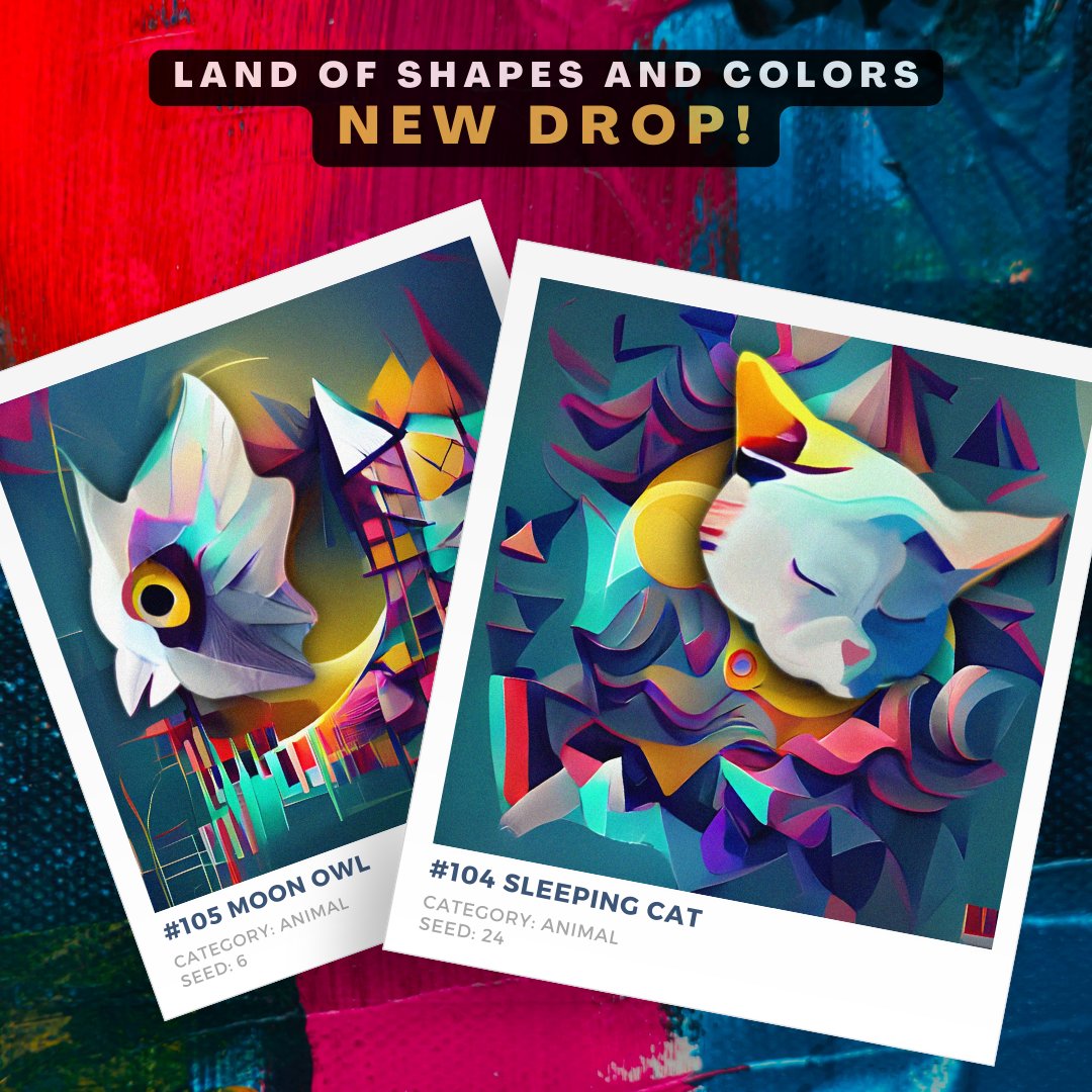 Ikky_Arts's tweet photo. 🚨 NEW DROP on OPENSEA 

Two new #Shapes just arrived on @OpenSea! 💪🥳🥳👇

🐱 #104 Sleeping Cat
🦉 #105 Moon Owl

Listing Price: 0.01 $ETH &amp; $POLY
Be QUICK! 🤗👇
https://t.co/kxxwgBRybl

#NFTCommunity #NFT #NFTs #ShapesPinned https://t.co/PElgHos9s6