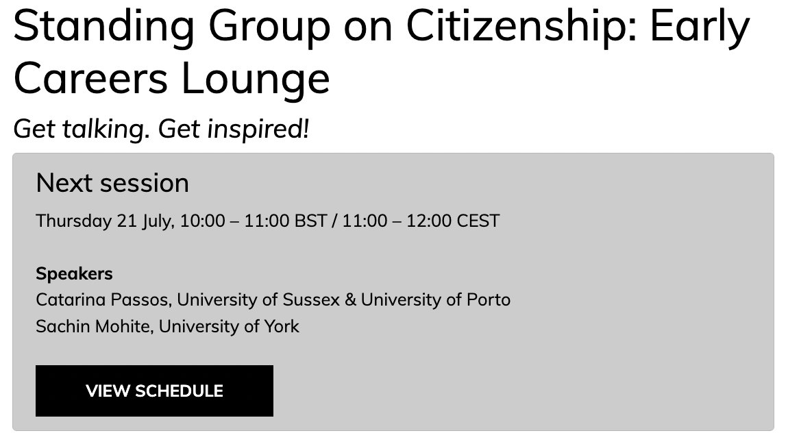 Are you a #phd candidate or ECR interested in citizenship, political participation, migration, citizenship education and related topics? Join us for our second ECPR early careers lounge on 🗓️21st July 2022. Sign up here 👇 to get joining instructions ecpr.eu/Events/206
