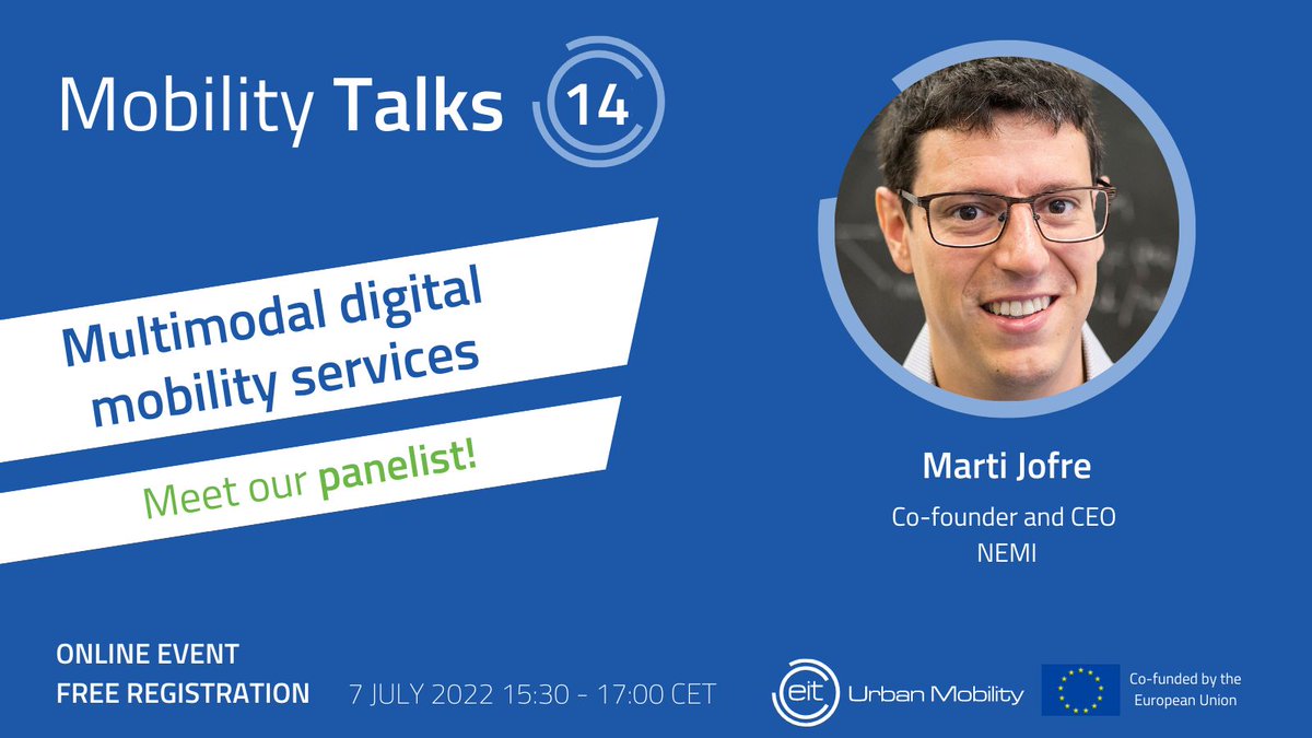 Don´t miss #nemi´s CEO Martí Jofre at tomorrow´s #MobilityTalks organised by <a href="/EITUrbanMob/">EIT Urban Mobility</a> Tune in from 15.30h to learn about #multimodal #digital #mobility services More info and registration lnkd.in/eurQfdtf