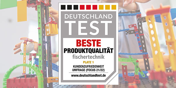fischertechnik wurde von ServiceValue und DEUTSCHLAND TEST mit Platz 1 in der Kategorie "Spielwaren" für die beste #Produktqualität ausgezeichnet. 🥇🥳