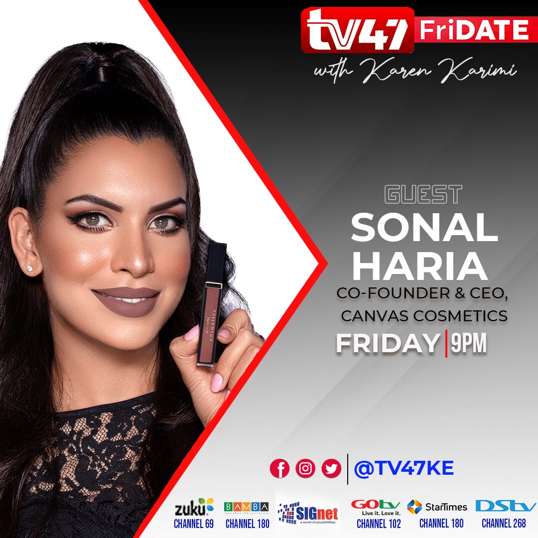 Co-founder and CEO of 'Canvas Cosmetics', a Kenyan make-up brand, Sonal Haria will be sharing her journey on #Fridate from 9:00 pm 
<a href="/SonalHaria/">Sonal Haria</a>  <a href="/CanvasCosmetic/">Canvas Cosmetics 🇰🇪</a> <a href="/Karimi_Karen/">KAREN K. KNAUST</a>