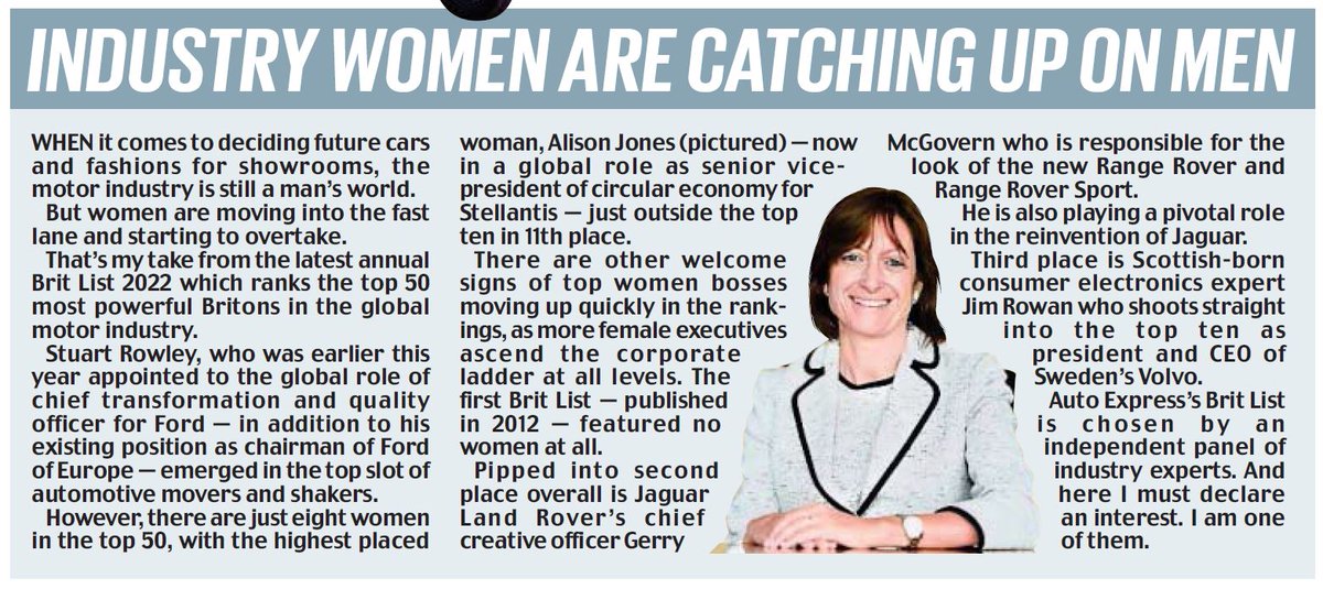 raymasseytweets's tweet photo. How women leaders are catching the men as biggest British movers and shakers in global #motor #industry revealed. @_Alison_Jones @Stellantis @jertownsend
@AutoExpress #AutoExpress #BritList @Autovia_limited @SteveFowler @KP_Automotive @SMMT
Scroll down: https://t.co/WC8BzDEueL https://t.co/kNoZtpCup4