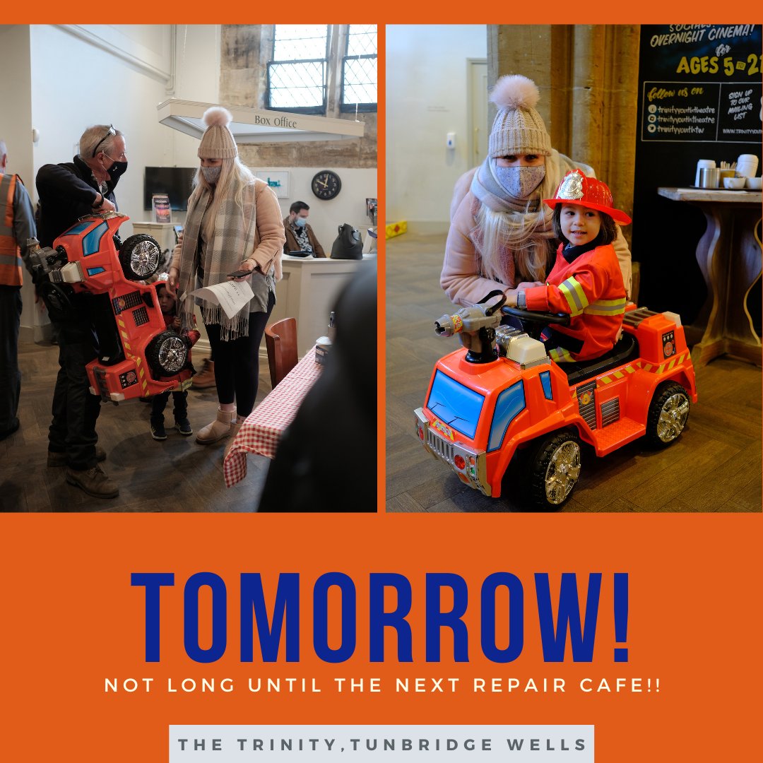 Repair Cafe tomorrow!⭐️
Not long now until this month's Repair Cafe at @trinitytheatre 

Bring your broken household items and our team of wonderful volunteers will help you. 

Will you be joining us between 10am - 1pm? #repaircafe