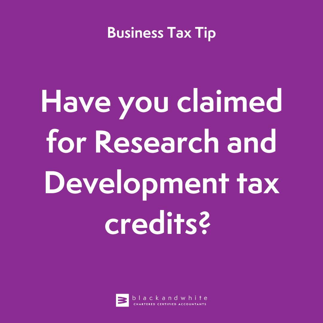 We can make R&amp;D tax claims on your behalf for the previous two accounting periods. This could help reduce your corporation tax bill by up to 25% of the cost of each project.

To find out more, contact us on 0800 140 4644, or info@blackandwhiteaccounting.co.uk.