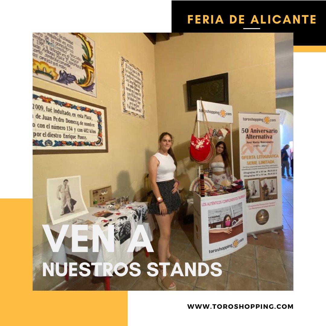 Toroshopping's tweet photo. Recuerda que puedes encontrarnos en los stand de la Feria de Alicante. 📍
Estamos abiertos 1h30m antes de las corridas de toros.

😊 ¡Te esperamos! 😊

#toroshopping #modataurina #modael #modaella #juguetestaurinos #regalostaurinos https://t.co/IaJDdLDrRO