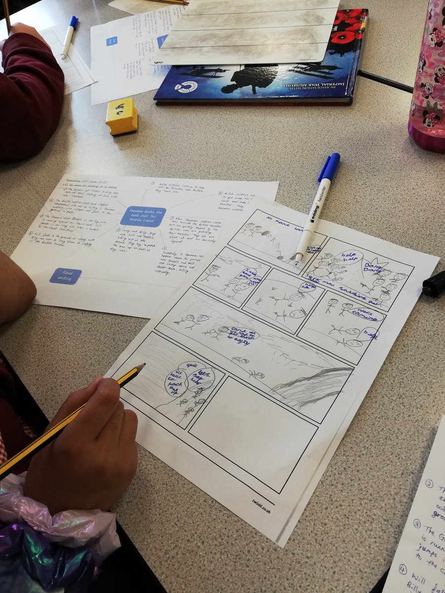 FrenchGaskell's tweet image. After planning our endings to our focused Literacy text, War Game, we are now creating comic strips to complete our stories. We are yet to find out the real ending and hope it is a happy one! @GaskellWrites @GaskellReaders @GaskellPrimary #comicstrips #wargame