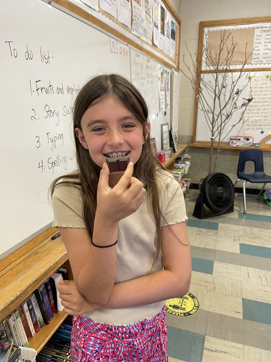 Thank you to Kate for this delicious gift. We decided that since there was an array of 4 rows of 10, each person in our class could get 2/40 or 1/20 pieces. <a href="/PrincipalRomano/">Rob Romano</a> <a href="/D_M_Eagle/">D.M. Eagle Public School</a>
