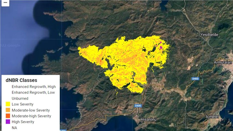 #Marmaris 🔥 yangını için 23 Haziran tarihli Sentinel 2 uydu görüntüsünden yangından etkilenen alanı, İTÜ'den Uğur Algancı hoca, 41.7 km2 olarak tespit etti. linkedin.com/posts/u%C4%9Fu…