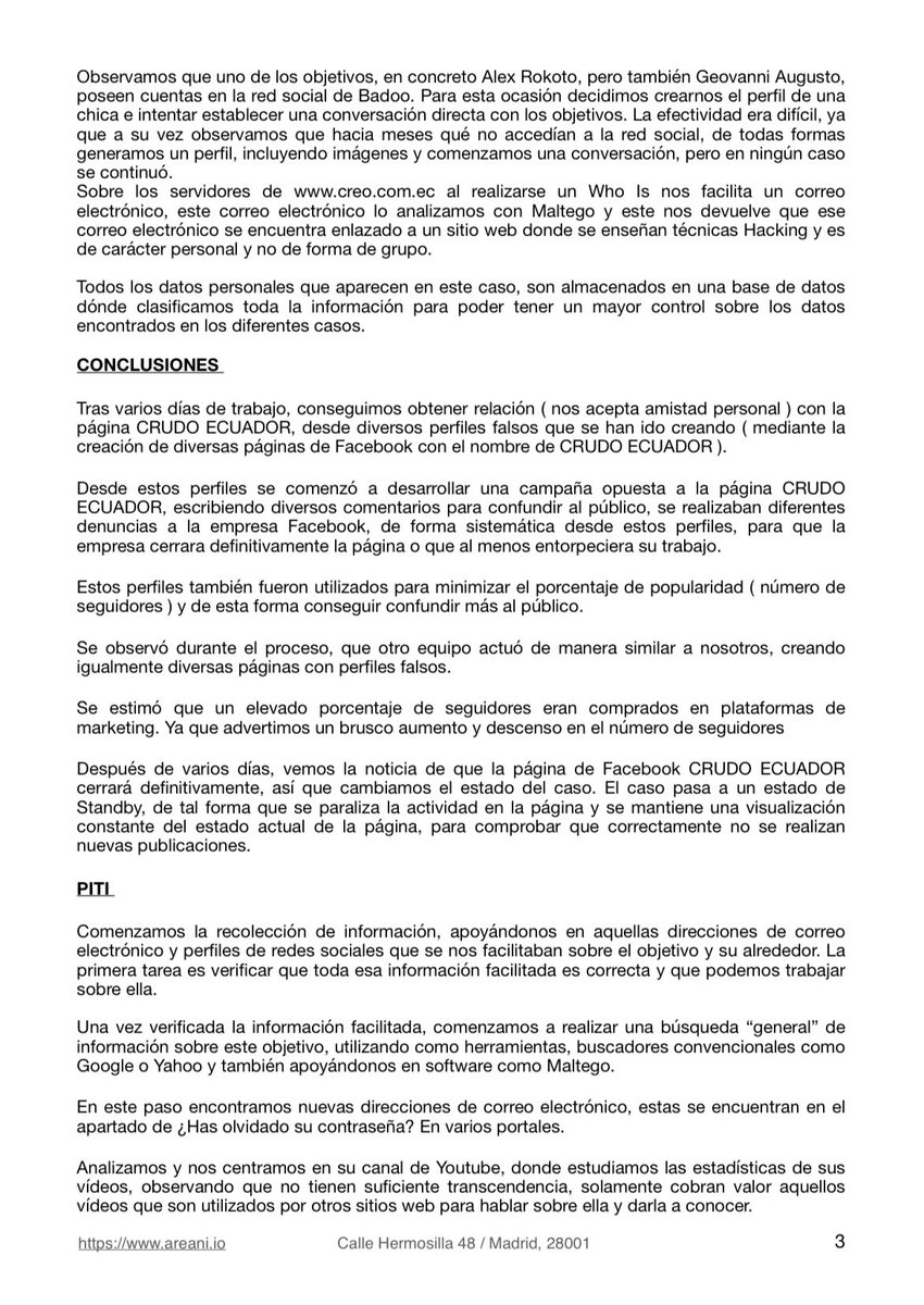 VillaFernando_'s tweet photo. CONFIRMADO| El expresidente y prófugo @MashiRafael contrató a la empresa española Areani Consulting del ex agente de UC GLOBAL, Ramón Devesa  “experto en ciberinteligencia” para atacar al gobierno de @LassoGuillermo . Las operaciones se mantienen durante el #ParoNacionalEc2022 https://t.co/SyE5CxgtMB
