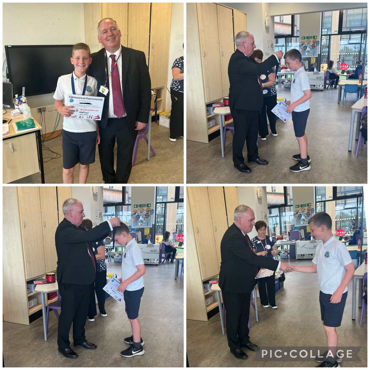 MissSmithOPS's tweet photo. Celebrating success in Primary 5 this morning🌟 Well done to the children who took part in athletics🏃 We had a special guest in to present their certificates and medals🌟 We are so proud of you all🌟 @PrimaryOrchard https://t.co/jhcVn3HwJt