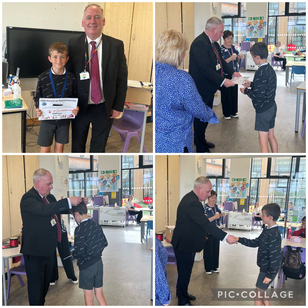 MissSmithOPS's tweet photo. Celebrating success in Primary 5 this morning🌟 Well done to the children who took part in athletics🏃 We had a special guest in to present their certificates and medals🌟 We are so proud of you all🌟 @PrimaryOrchard https://t.co/jhcVn3HwJt