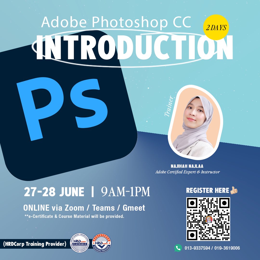 sharingbasics's tweet photo. Wanna learn #Photoshop? Here are  trainings available for you!

• PS Essential (1 day) → 27 June
• PS Introduction (2 days) → 27-28 June
• PS Advanced (2 days) → 29-30 June
• PS Masterclass (4 days) → 27-30 June

More info👇🏻
https://t.co/TW8UNA3o9k https://t.co/3EgVPF9z73