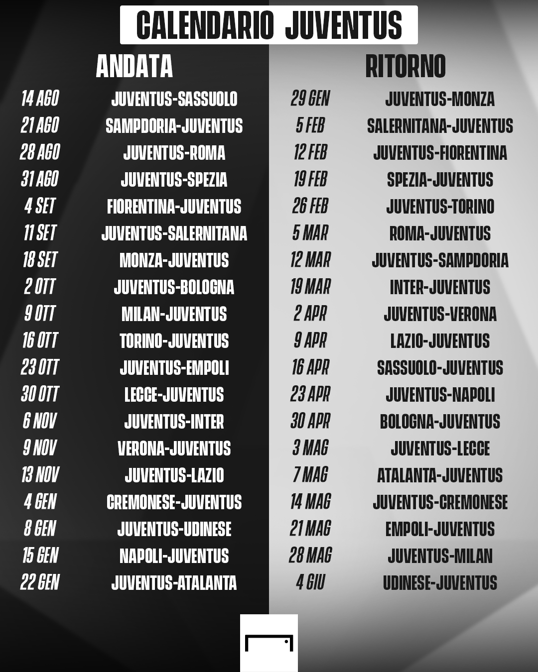 GOAL Italia on Twitter: "Il #calendario completo della Juventus ⚪️⚫️📆  #SerieA https://t.co/ZTYSYDoOu6" / Twitter