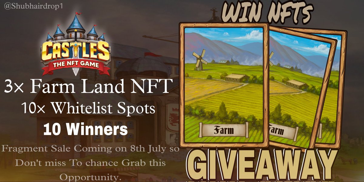 Chance To Win Wl SPOTS + FARM LAND NFT #NFTGiveaways

To Enter:
1️⃣Follow <a href="/MetasourceGames/">Metasource Games</a> &amp; @shubhairdrop1
2️⃣Like &amp; Retweet &amp; Tag 3 friends
3️⃣Comment Wax Address
4️⃣ join Discord - discord.gg/fw7FsMMn

⌚End 27 June 🙂Good Luck

#WAX #playtoearn #NFTCommunity #Giveaways #NFT