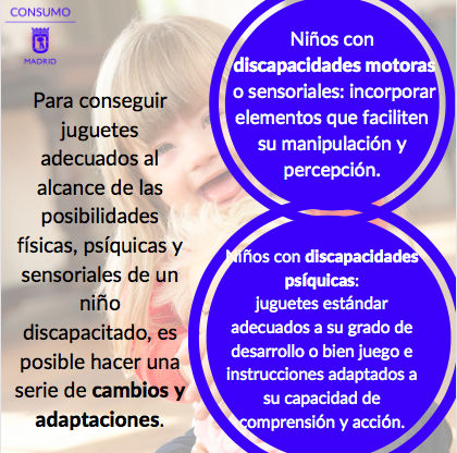 consumomadrid's tweet photo. Los niños con #discapacidad necesitan el #juego igual que los demás niños y en muchos casos es uno de los mejores modos de relacionarse con su entorno.

Aquí tienes las claves para acertar con sus #juguetes, además de la guía del juguete:

https://t.co/wJ0riQMRn7
#guiadeljuguete https://t.co/Fd4lgPNEI1