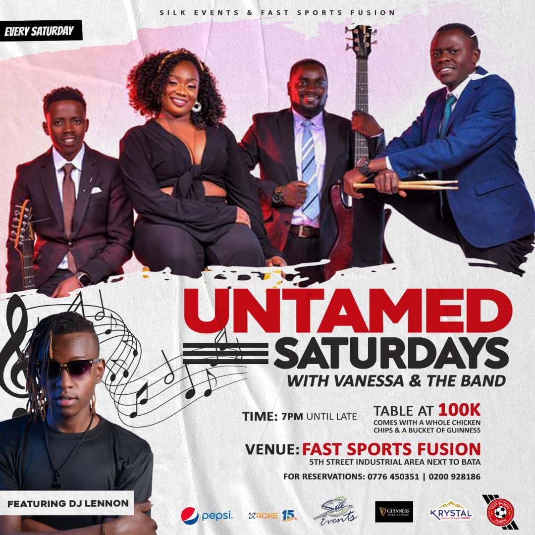 seetvuganda's tweet photo. Don’t Miss tomorrow’s experience with Vanessa and the Band 7pm till late at Fast Sports Fusion powered by .-@roketelkomug @silkeventsug @FastSportsUG https://t.co/rs31A4G1x6