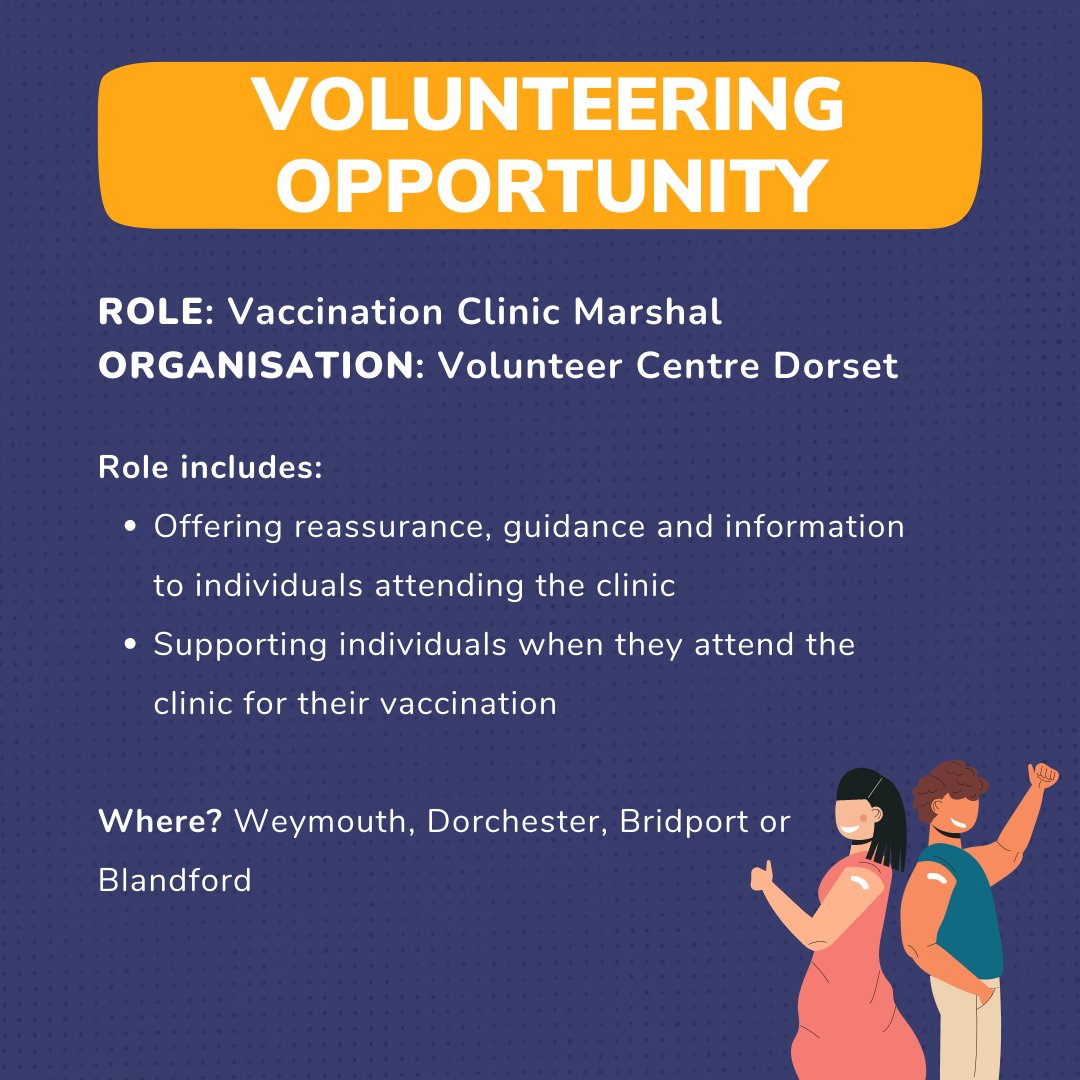 We are looking for volunteers! For more information and to register as a volunteer, head to …lunteercentredorset.teamkinetic.co.uk/index-classic 😃