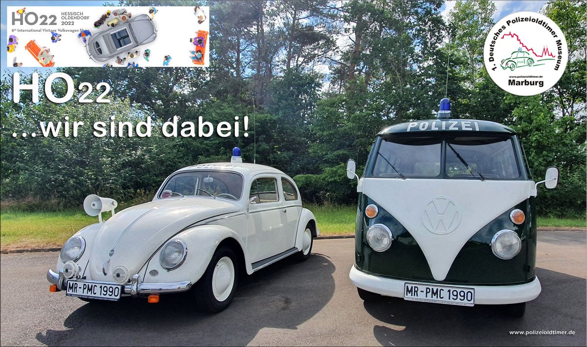Polizeioldtimer's tweet photo. Vom 24.-26. Juni findet das 8. Intern. #Volkswagen #Veteranentreffen in #HessischOldendorf #HO22 statt. 🚗 Aufgepasst @Polizei_HM 🚔auch historische Fahrzeuge aus dem @Polizeioldtimer #Marburg 🚓sind dabei!😎Mehr auf Insta: https://t.co/l0gXydno7X https://t.co/GvLahfddaY
