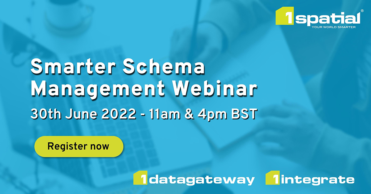 1Spatial's tweet photo. Register now for our Smarter Schema Management Webinar next week on 30th June, 11am & 4pm BST.
@charley_glynn and @rcifres will be hosting and they look forward to seeing you there! Register now: https://t.co/9fiChR8eI4
#webinar #1Integrate #1Datagateway #schemamanagement https://t.co/or7SkPa2j2
