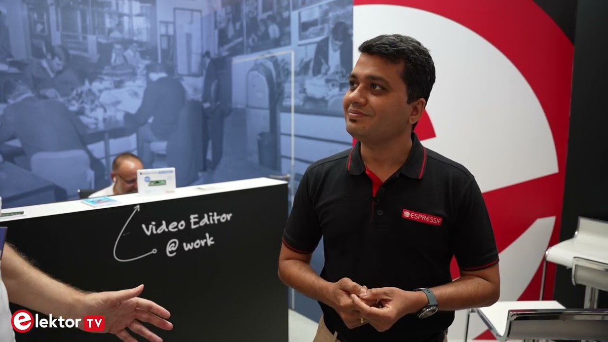 Elektor's tweet image. Elektor talks with Espressif Systems at Embedded World 2022. bit.ly/3QFvU3z  
#ew22 #embeddedworld2022 #embeddedworld #embedded #electronics #espressif #esp32 #mcu