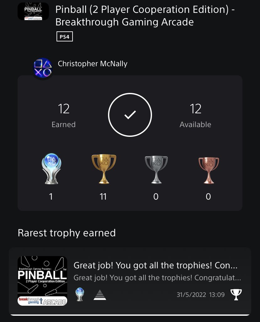 Superduperbigmc's tweet photo. Platinum #391 Pinball (2 Player Cooperation Edition) - Breakthrough Gaming Arcade #Playstation #PlatinumTrophy #PSN #PS4 #TrophyHunter #Pinball #PS4Share #PS5 #PS5Share @BTGaming_PR #BreakthroughGaming #indiegame #indiedev #playstationstore https://t.co/fWtuoVrrMA