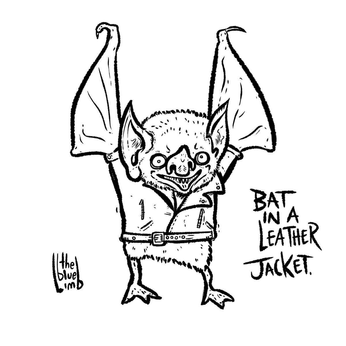 thebluelimb's tweet photo. Bat in a leather jacket...
Thanks @russellbrand for the idea!

#bat #leatherjacket #makethewingsfit #comic #thebluelimb #thisguy #whoisresposible #punk #bigears https://t.co/y5XCCZuof2