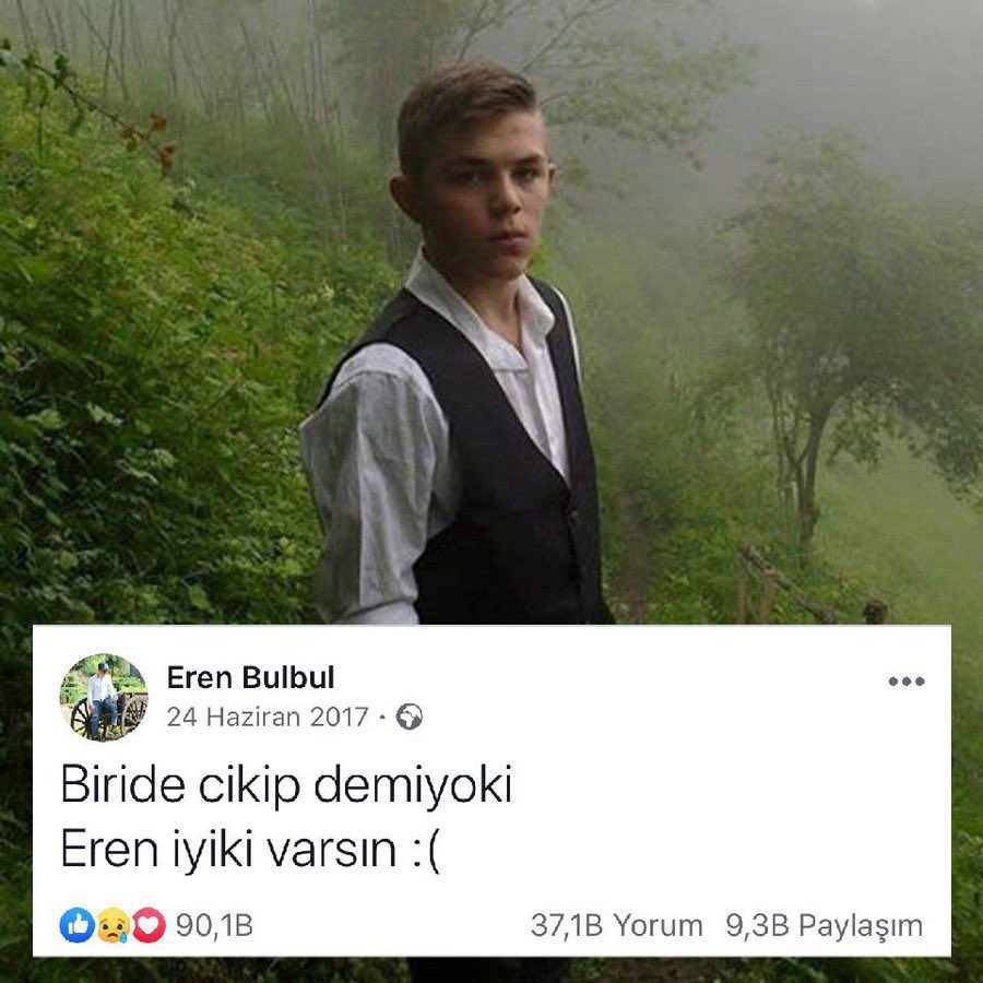 Kalbimize hiç silinmeyecek bir not bıraktın.

#iyikivarsınEren