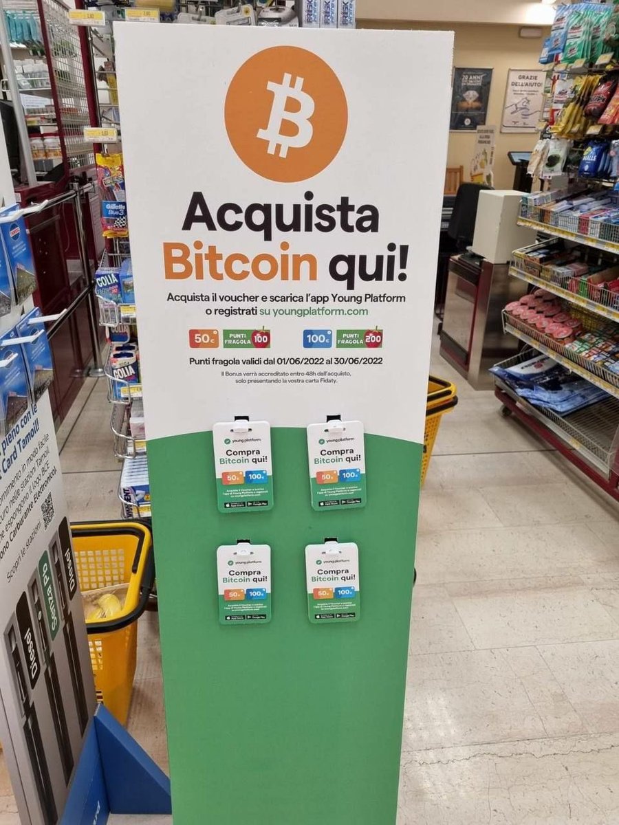 crypto_gateway's tweet photo. All’esselunga compri #Bitcoin e farmi pure punti fragola.

Uno é il miglior store of value di sempre, l’altro é Bitcoin https://t.co/gBKMhNLMP5