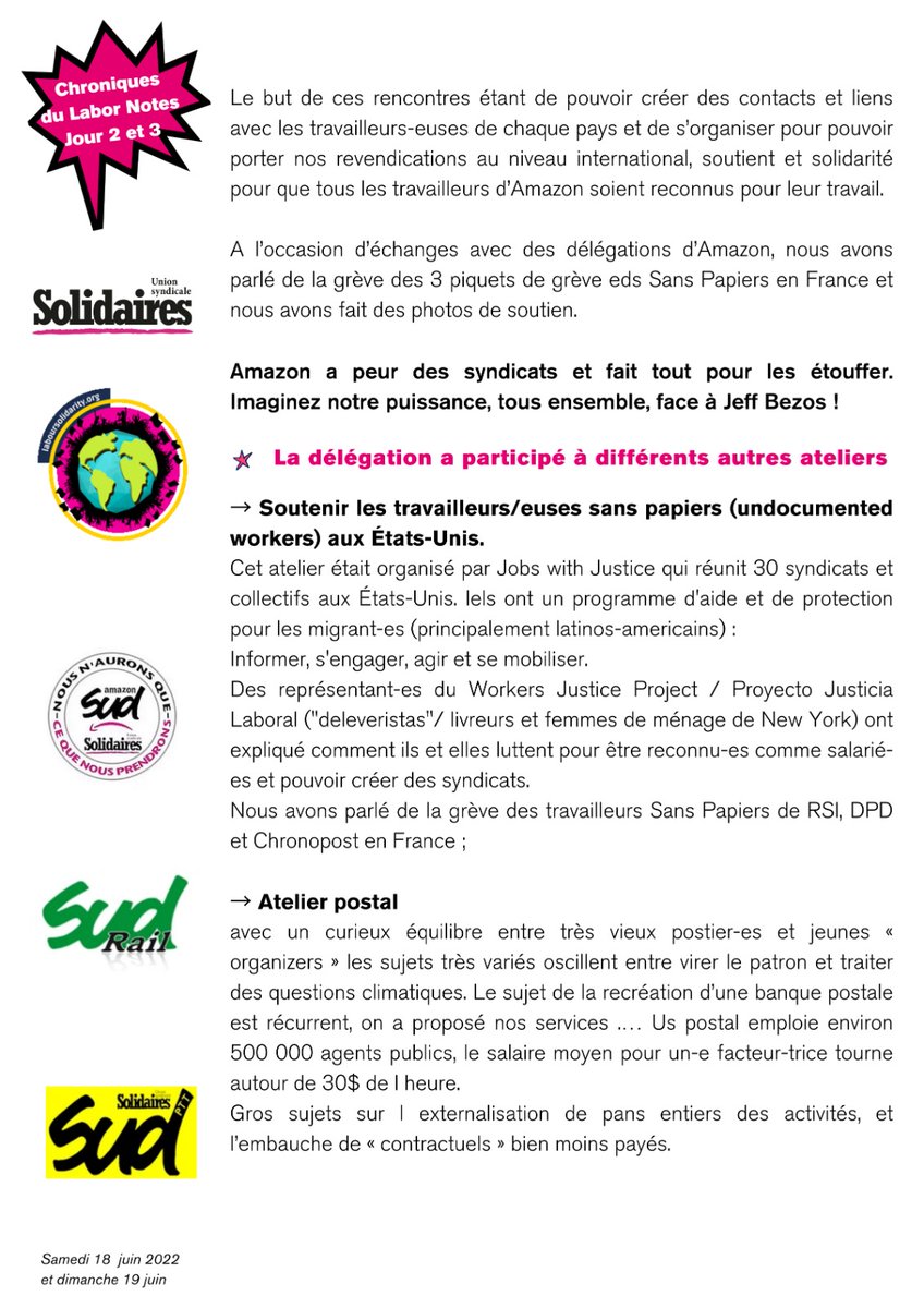 UnionSolidaires's tweet image. 📝Chronique de la conférence de Labor Notes - J2 et J3 : "So proud to be part of a new generation of workers that are delivering new forms of labor organizing to beat the Big Bosses"
#LaborNotes2022 #LaborNotes
#syndicalisme