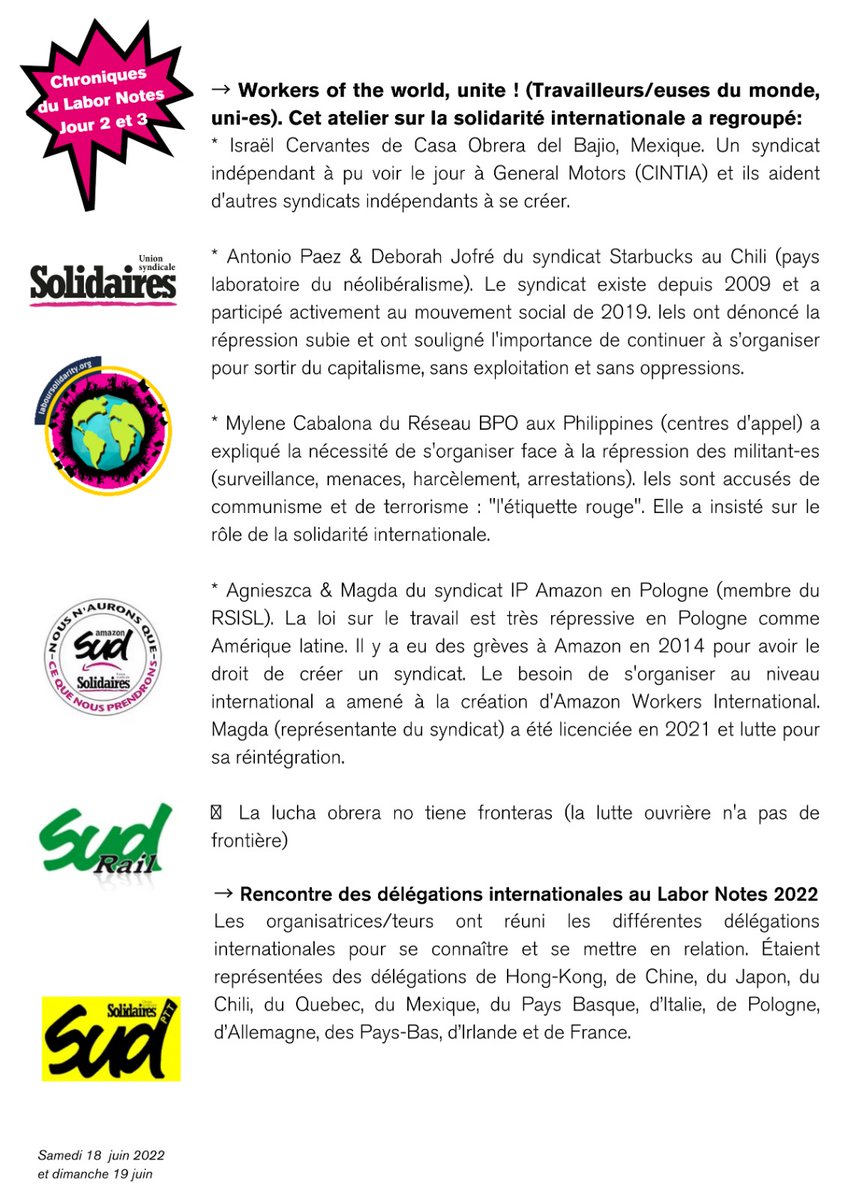 UnionSolidaires's tweet image. (Très fièr-es de faire partie d’une nouvelle génération de travailleurs/euses qui qui proposent de nouvelles formes d'organisation du travail pour battre les grands patrons.)
solidaires.org/sinformer-et-a…
 #labornotes #labornotes2022 #syndicalisme #syndi