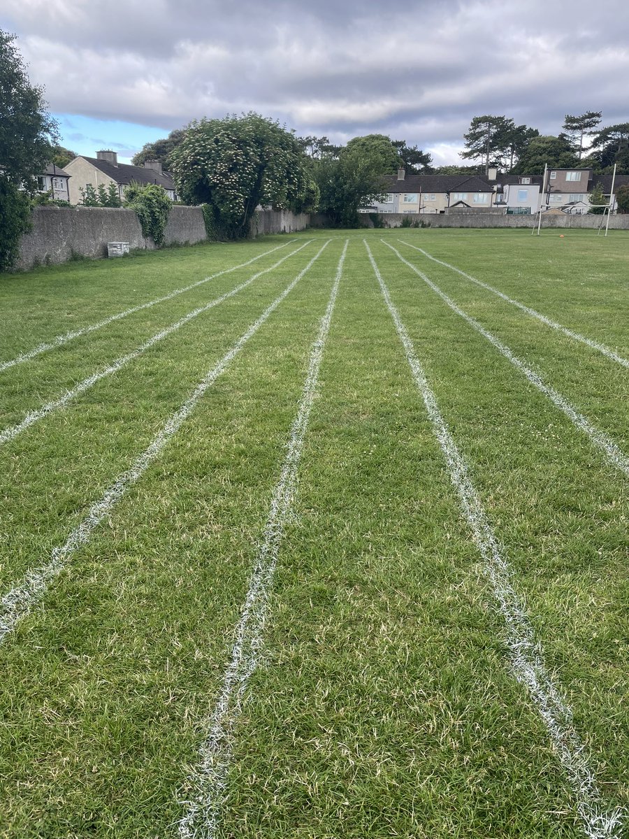 Pitch lined and ready for Sports-day in Scoil Assaim #sportsday #runforrestrun #LetTheGamesBegin <a href="/ActiveFlag/">Active School Flag</a>